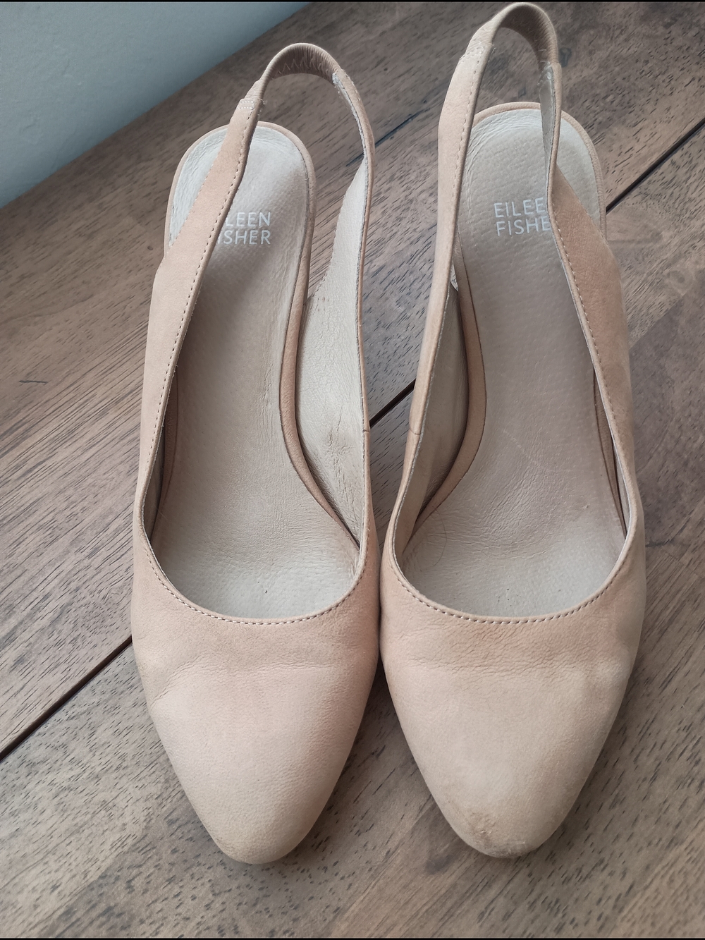 EILEEN FISHER Milla Nude Slingback Heels 8
